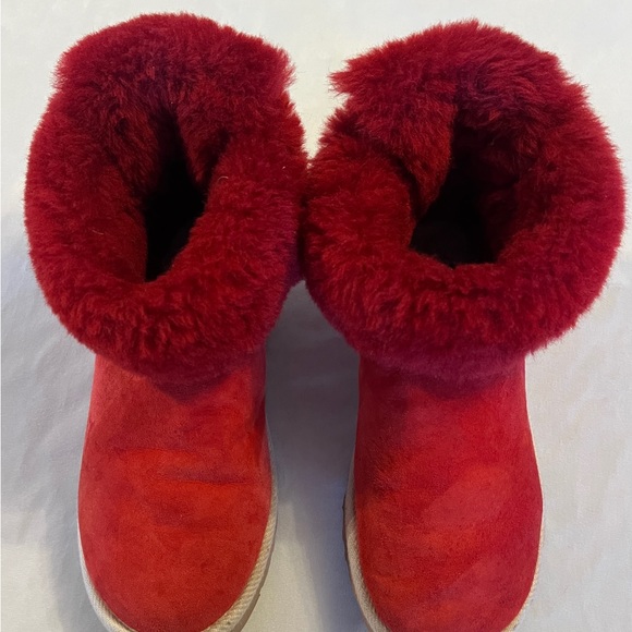 7 Ugg Selene Boot Red Suede Nautical Rope Back Accent warm rare excellent condit - Picture 14 of 15